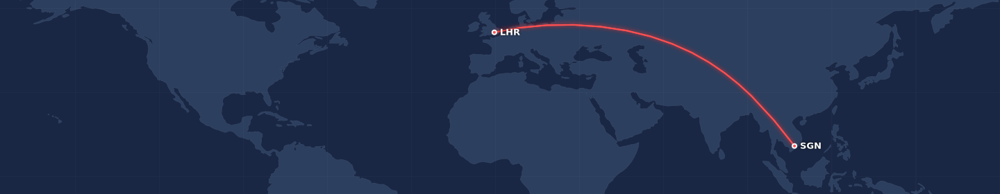 Flight paths for Vietnam, end to end